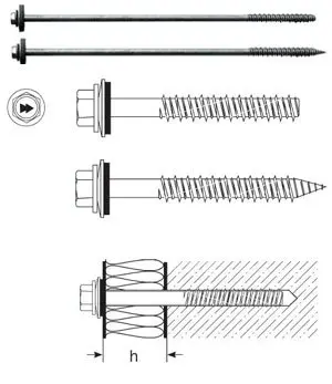 Шурупы по бетону HARPOON HC-R для крепления сэндвич-панели.