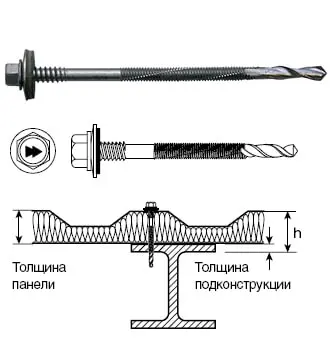 HARPOON HSP25-R-S19 саморезы сэндвич-панелей, крепёж к подконструкциям до 25 мм.